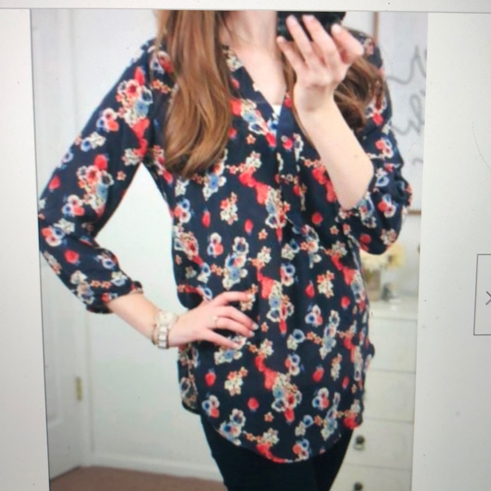 Amour Vert StitchFix Alessandro Floral Silk Blouse